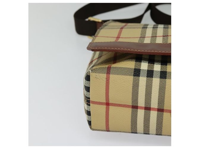 Borsa a spalla Burberry Nova Check in pelle PVC beige Auth BD1450 - vista 9