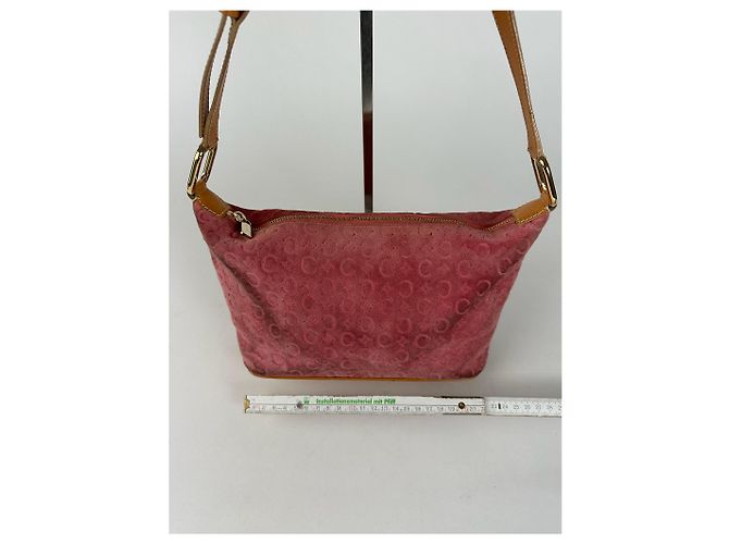 Céline Vintage Celine Macadam Veloursleder Tasche in Pink - Ansicht 12
