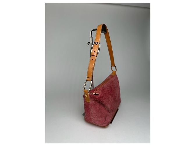 Céline Vintage Celine Macadam Veloursleder Tasche in Pink - Ansicht 13