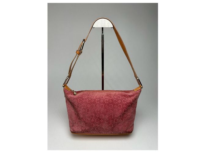 Céline Vintage Celine Macadam Veloursleder Tasche in Pink - Ansicht 14