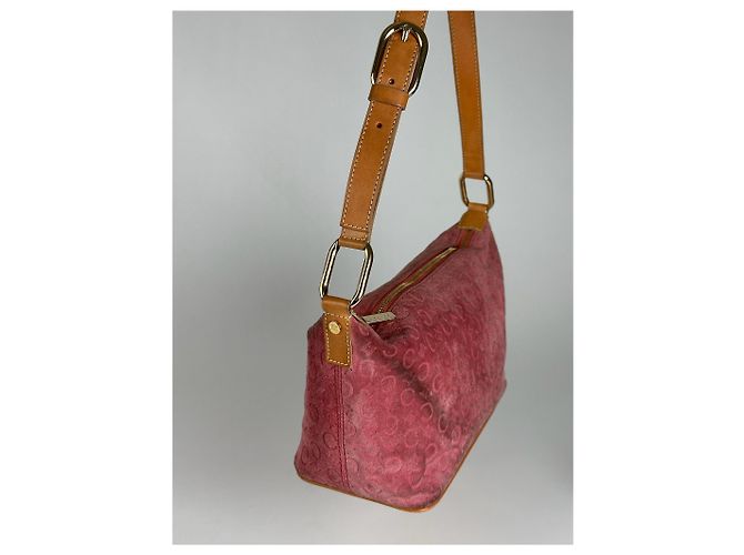 Céline Vintage Celine Macadam Veloursleder Tasche in Pink - Ansicht 9