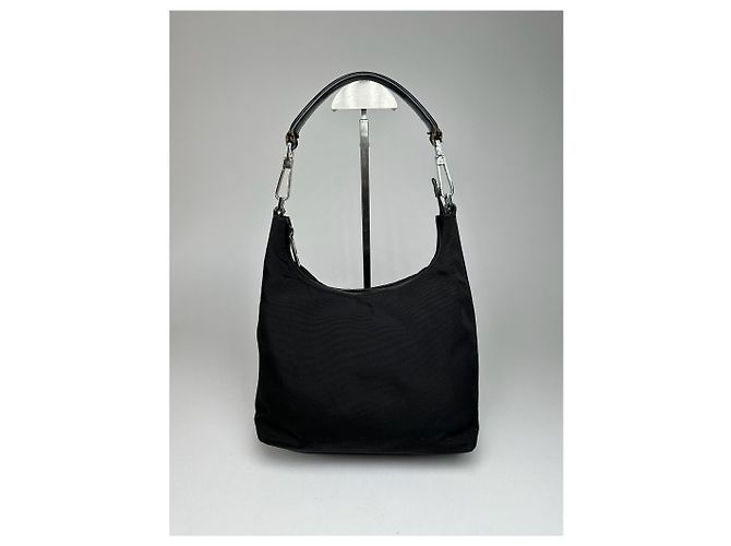 Vintage Gucci Canvas-Leder Tasche Schwarz - Ansicht 11