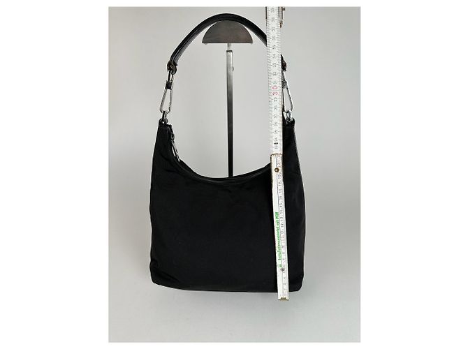 Vintage Gucci Canvas-Leder Tasche Schwarz - Ansicht 12