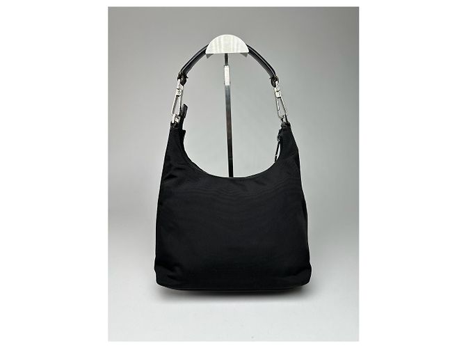 Vintage Gucci Canvas-Leder Tasche Schwarz - Ansicht 15
