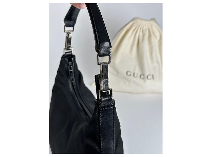 Vintage Gucci Canvas-Leder Tasche Schwarz - Ansicht 3