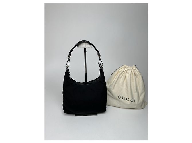 Vintage Gucci Canvas-Leder Tasche Schwarz - Ansicht 4