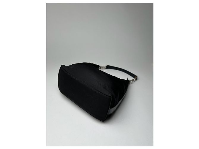 Vintage Gucci Canvas-Leder Tasche Schwarz - Ansicht 6