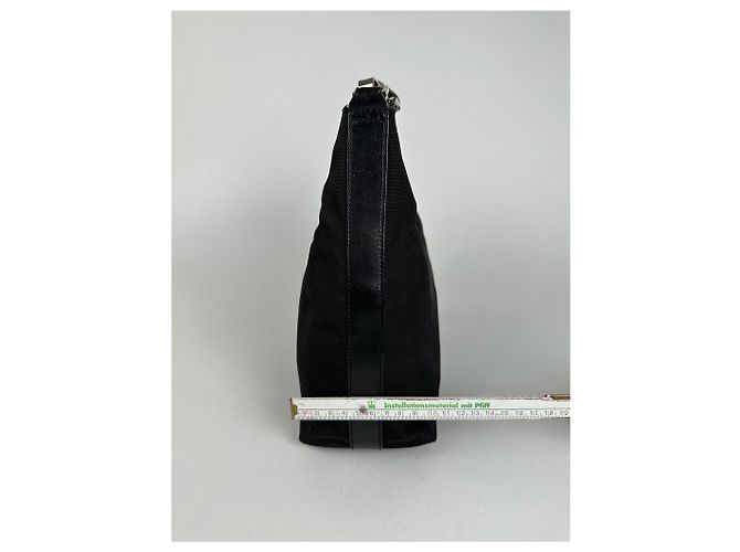 Vintage Gucci Canvas-Leder Tasche Schwarz - Ansicht 8
