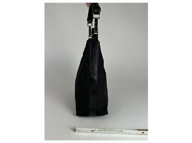 Vintage Gucci Canvas-Leder Tasche Schwarz - Ansicht 9