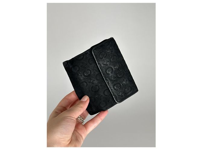 Céline Vintage Celine Macadam Monogram Velour Leather Wallet black - view 5