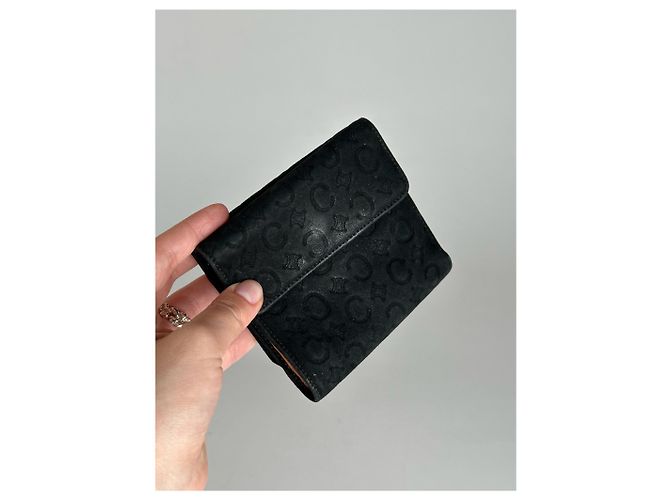 Céline Vintage Celine Macadam Monogram Velour Leather Wallet black - view 6