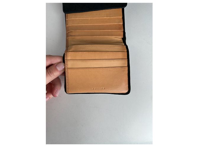 Céline Vintage Celine Macadam Monogram Velour Leather Wallet black - view 7