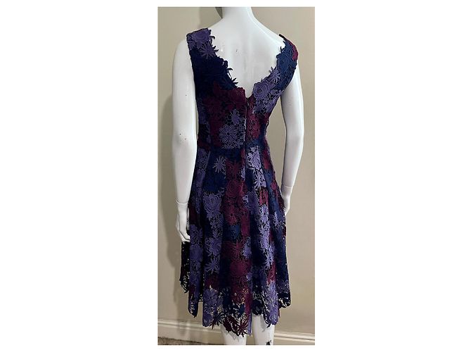 Abito in pizzo floreale Vera Wang viola e bordeaux Multicolore - vista 2
