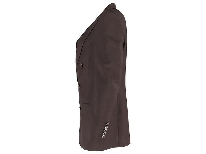 Tom Ford Double-Breasted Jacket In Brown Wool - view 2