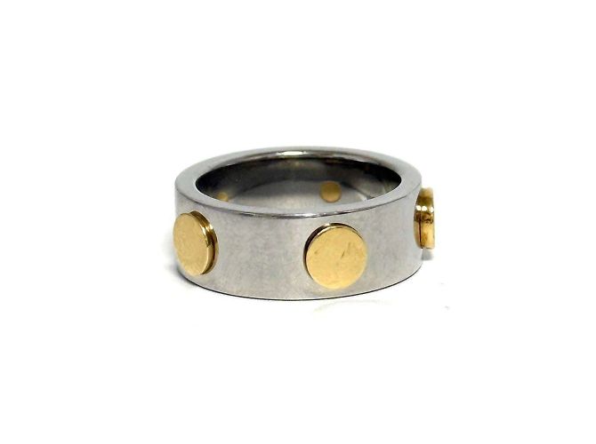 Anello in acciaio inossidabile e oro giallo Gucci - vista 3