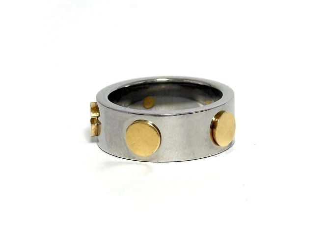 Anello in acciaio inossidabile e oro giallo Gucci - vista 4