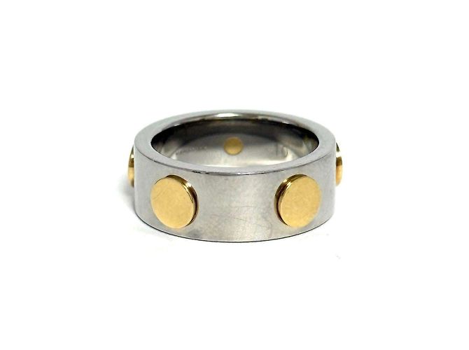 Anello in acciaio inossidabile e oro giallo Gucci - vista 5