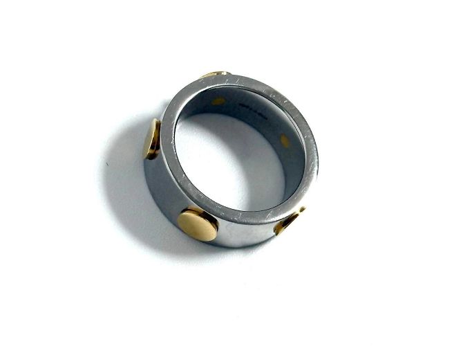 Anello in acciaio inossidabile e oro giallo Gucci - vista 6