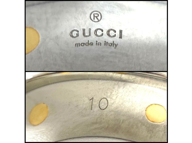 Anello in acciaio inossidabile e oro giallo Gucci - vista 9