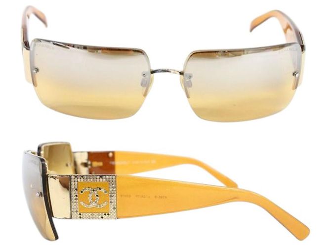 Gafas de sol Chanel 4095-B Swarovski CC Logo marrón Castaño - vista 2