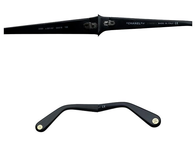 Gafas de sol Chanel Black Blue Tinted Gold CC Logo 5020 Negro Azul Dorado - vista 6