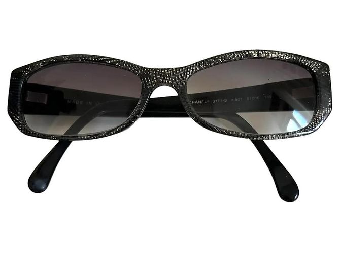 Chanel schwarze Perlen-Glitzer-Sonnenbrille 3171-B - Ansicht 2