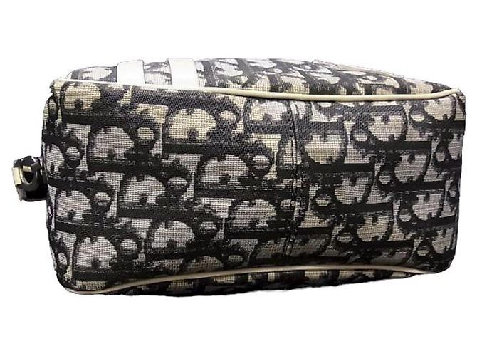 Borsa a tracolla Christian Dior blu navy e bianca con monogramma Bianco - vista 3