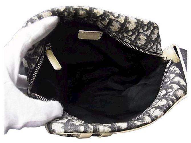 Borsa a tracolla Christian Dior blu navy e bianca con monogramma Bianco - vista 6