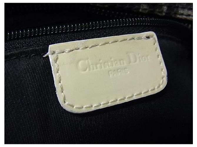 Borsa a tracolla Christian Dior blu navy e bianca con monogramma Bianco - vista 7