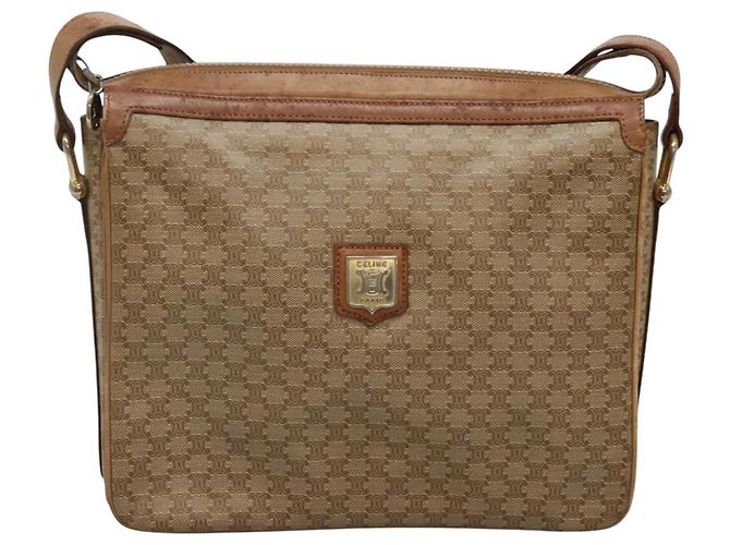 Céline Borsa a spalla in tela Macadam CELINE PVC beige oro Auth nb297 D'oro - vista 13