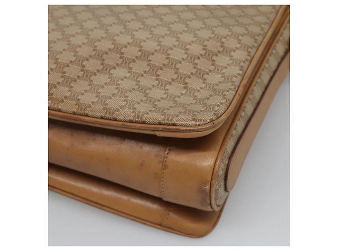 Céline Borsa a spalla in tela Macadam CELINE PVC beige oro Auth nb297 D'oro - vista 16