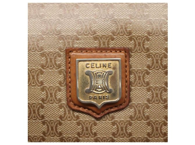 Céline Borsa a spalla in tela Macadam CELINE PVC beige oro Auth nb297 D'oro - vista 18