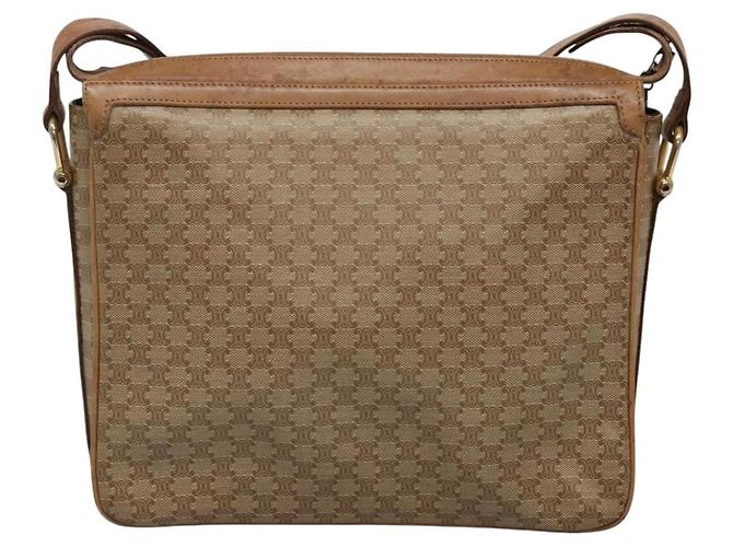 Céline Borsa a spalla in tela Macadam CELINE PVC beige oro Auth nb297 D'oro - vista 2