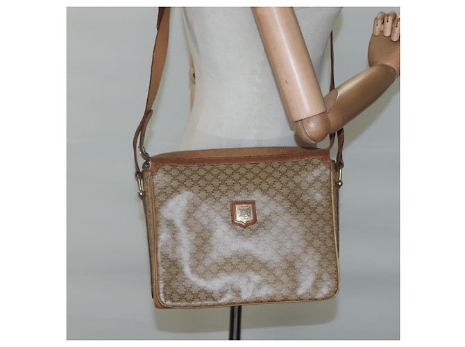 Céline Borsa a spalla in tela Macadam CELINE PVC beige oro Auth nb297 D'oro - vista 24
