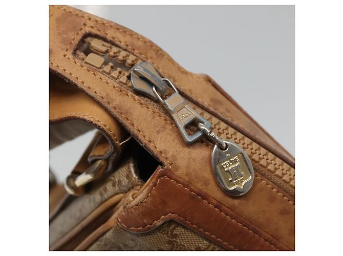 Céline Borsa a spalla in tela Macadam CELINE PVC beige oro Auth nb297 D'oro - vista 9