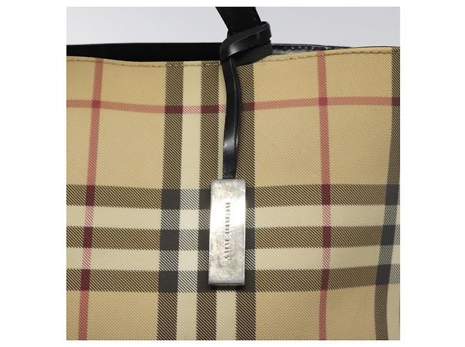 Borsa a mano in PVC beige, nera e argento con motivo Nova Check di BURBERRY Auth BD1373 Nero - vista 10