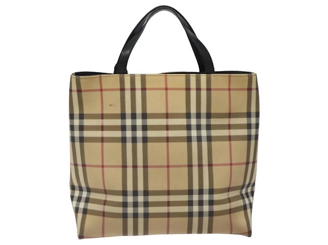 Borsa a mano in PVC beige, nera e argento con motivo Nova Check di BURBERRY Auth BD1373 Nero - vista 2
