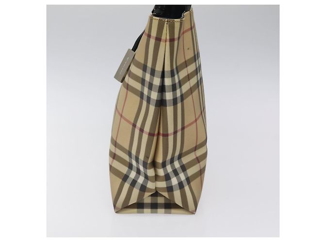 Borsa a mano in PVC beige, nera e argento con motivo Nova Check di BURBERRY Auth BD1373 Nero - vista 3
