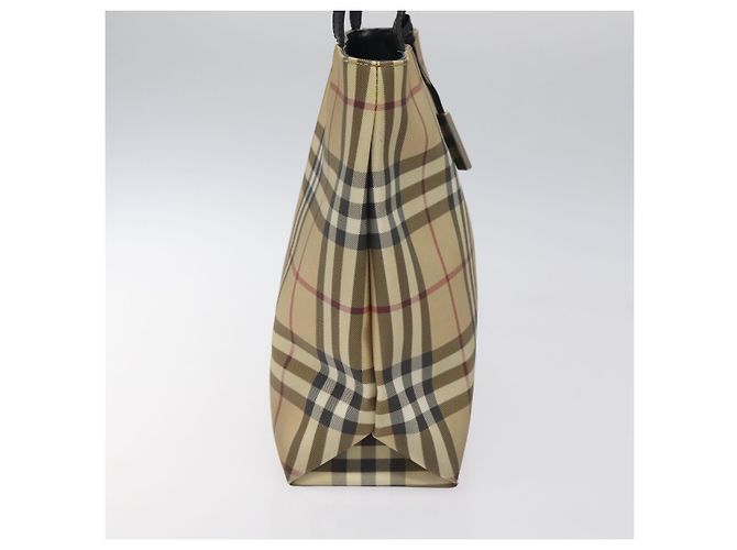 Borsa a mano in PVC beige, nera e argento con motivo Nova Check di BURBERRY Auth BD1373 Nero - vista 4