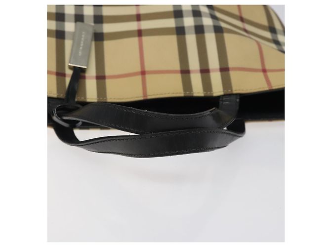 Borsa a mano in PVC beige, nera e argento con motivo Nova Check di BURBERRY Auth BD1373 Nero - vista 7