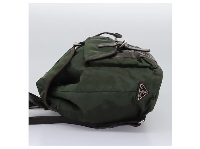Zaino PRADA in nylon khaki Auth bs23722 Cachi - vista 3