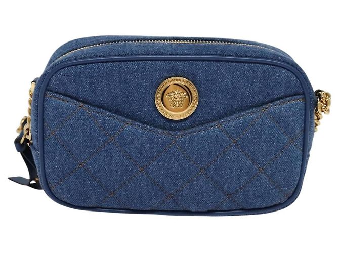 VERSACE Medusa Schultertasche Denim Blau Gold Auth BD1427 Golden - Ansicht 13