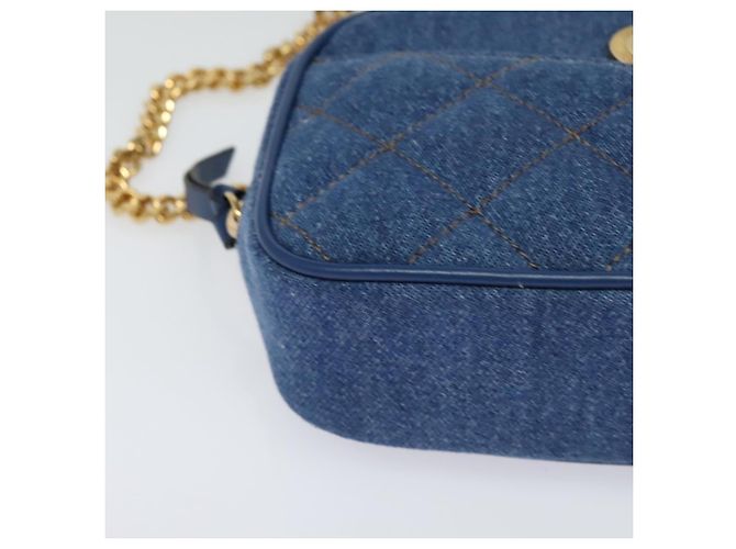VERSACE Medusa Schultertasche Denim Blau Gold Auth BD1427 Golden - Ansicht 14