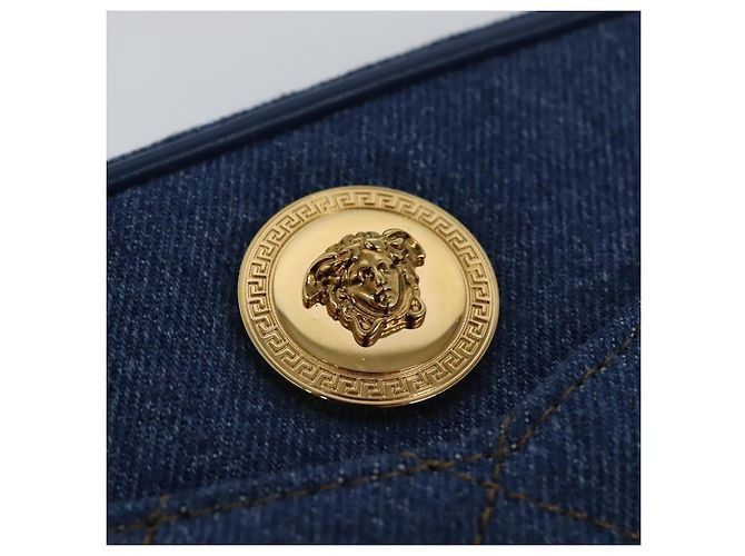 VERSACE Medusa Schultertasche Denim Blau Gold Auth BD1427 Golden - Ansicht 17