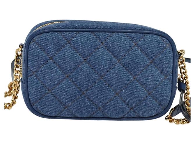VERSACE Medusa Schultertasche Denim Blau Gold Auth BD1427 Golden - Ansicht 2