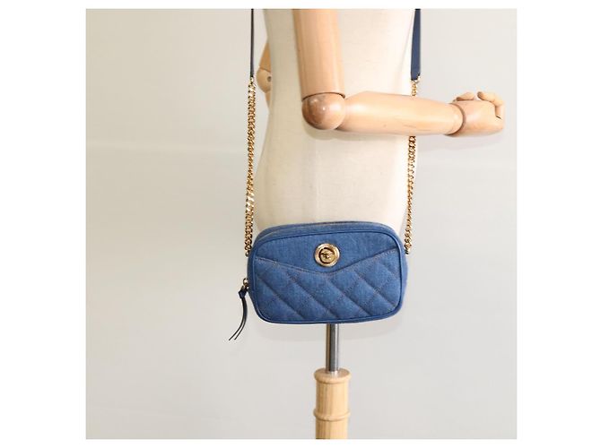 VERSACE Medusa Schultertasche Denim Blau Gold Auth BD1427 Golden - Ansicht 22