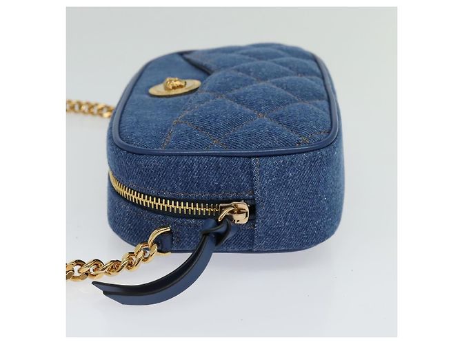 VERSACE Medusa Schultertasche Denim Blau Gold Auth BD1427 Golden - Ansicht 3