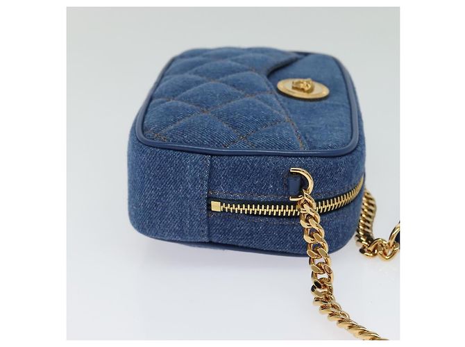 VERSACE Medusa Schultertasche Denim Blau Gold Auth BD1427 Golden - Ansicht 4