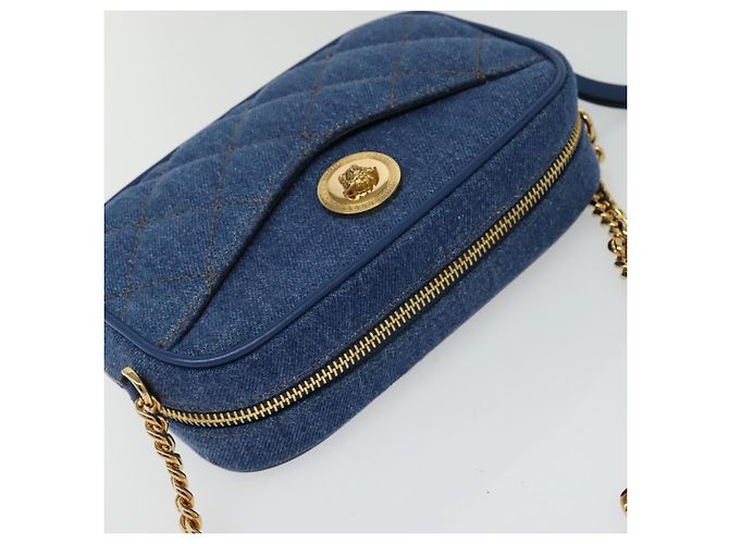 VERSACE Medusa Schultertasche Denim Blau Gold Auth BD1427 Golden - Ansicht 6