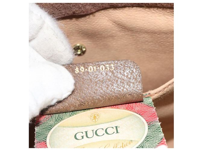 GUCCI GG Supreme Web Sherry Line Clutch Bag PVC Beige 89 01 033 Auth th5825 - vista 12